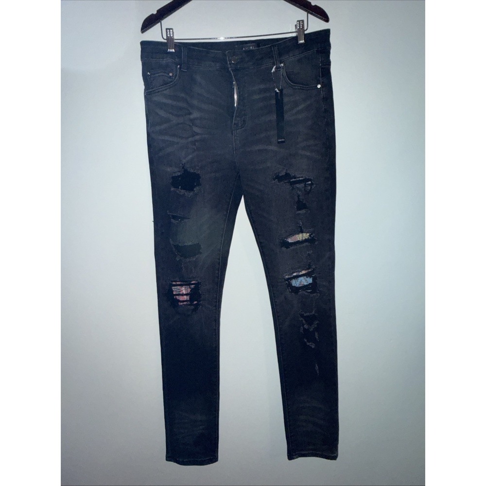 Amiri BlackArt Patch Skinny Jeans SIZE‎ 36 Skater Punk Rock